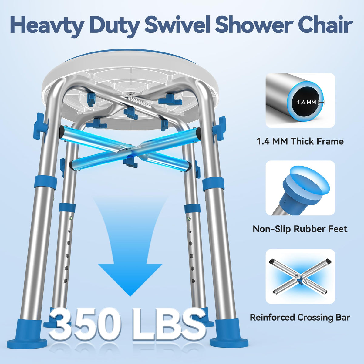 Swivel Shower Chair with Reinforced Crossing Bar J54613