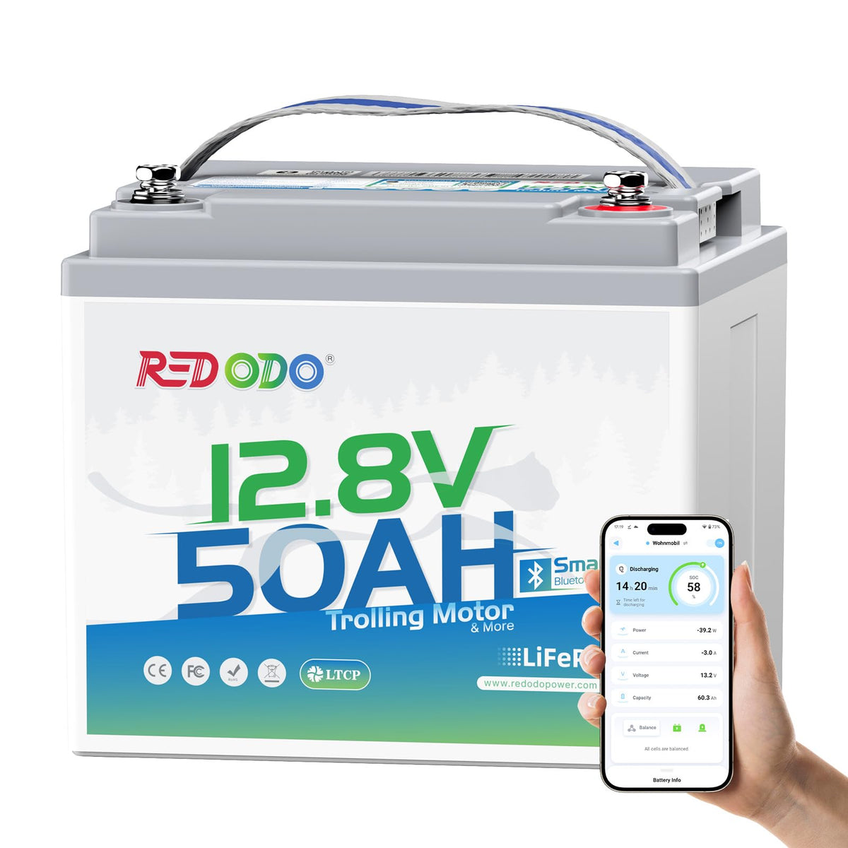 12V 50Ah LiFePO4 Deep Cycle Battery Q1189