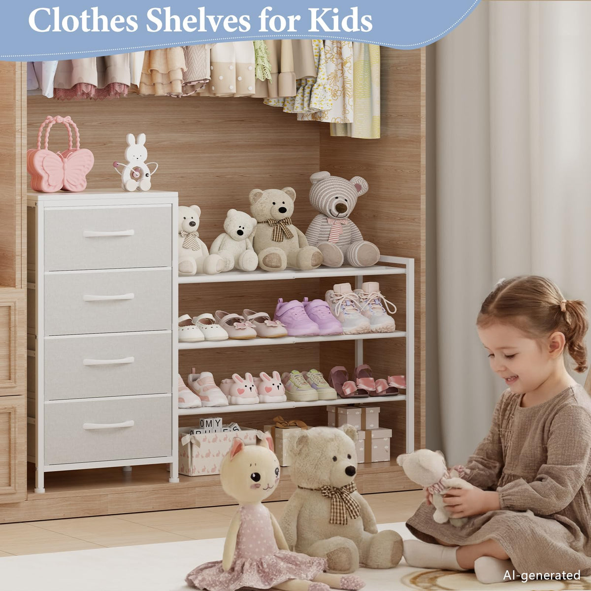White 4 Drawer Fabric Dresser L671357