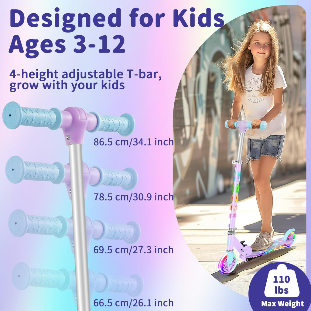 2 Wheel Folding Lightweight Kick Scooter with Light-Up Wheels V274056