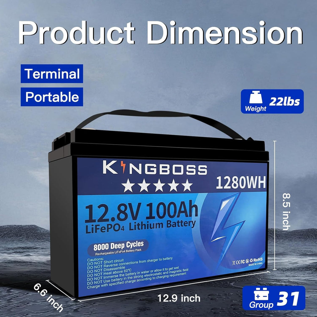 12V 100Ah LiFePO4 Lithium Battery with 100A Smart BMS H938038