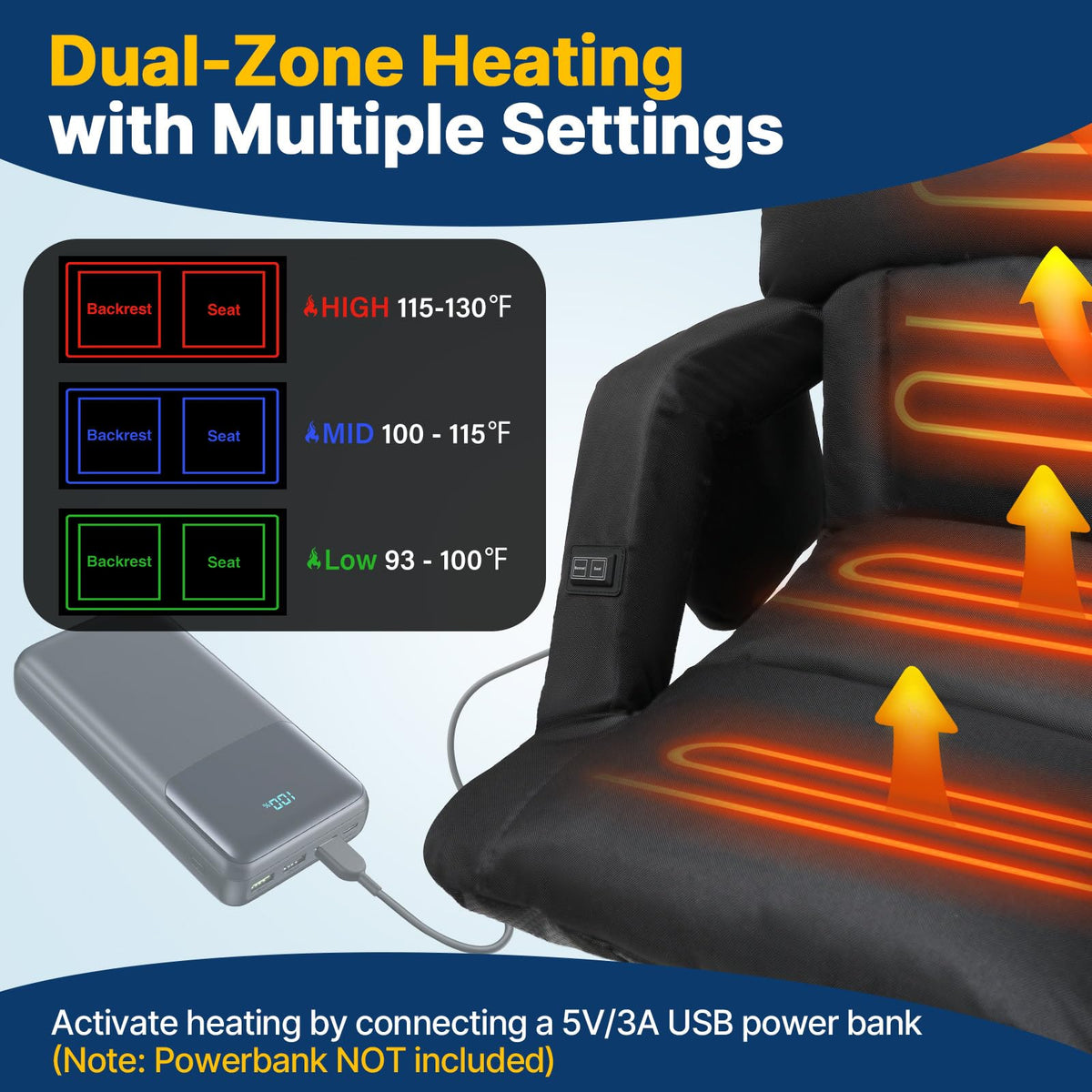 25'' Heated Stadium Seat with Back Support W876582