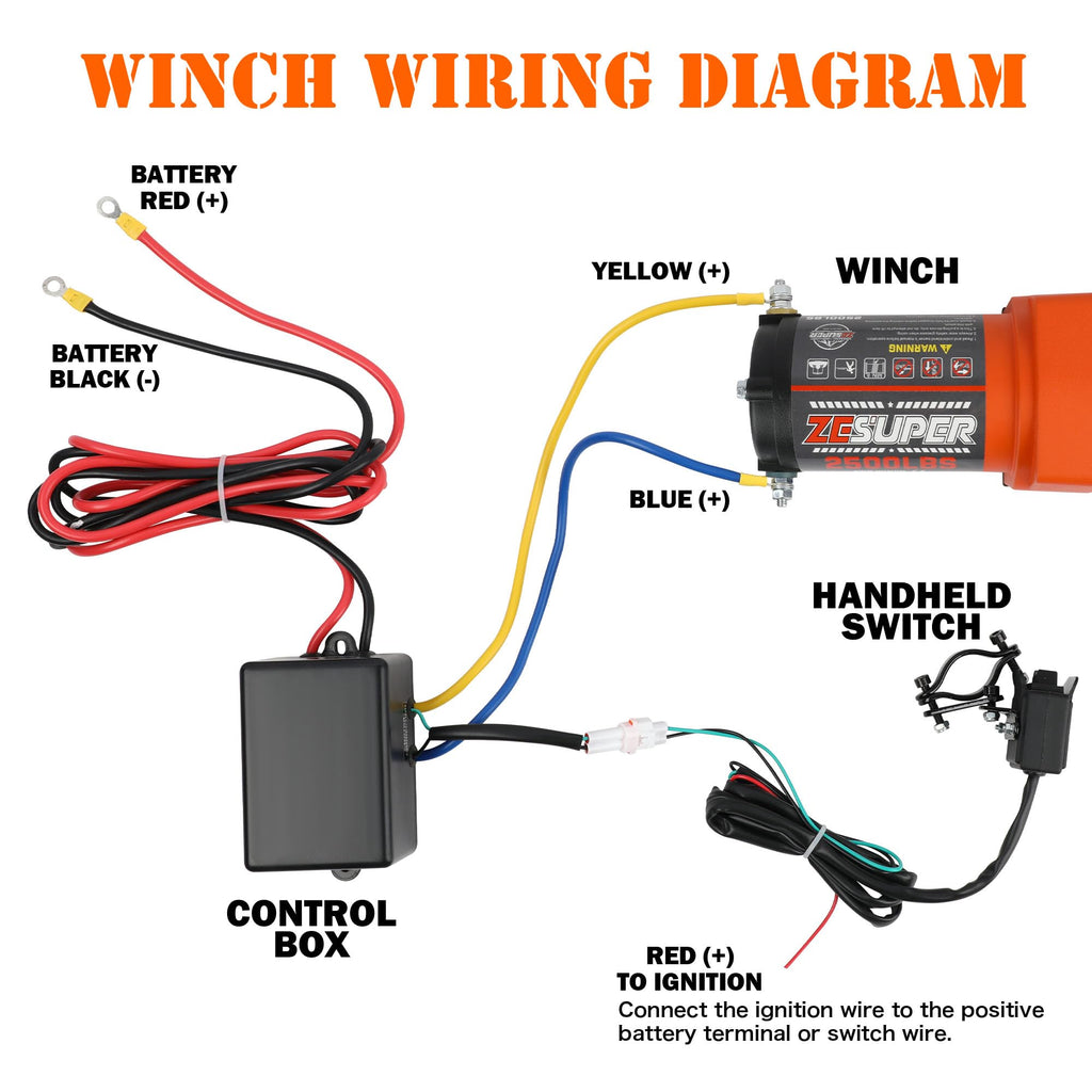 2500 lb Electric Winch 30ft Synthetic Rope 12V DC M7198