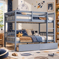 Twin Over Twin Bunk Bed with Storage Drawers Grey K3333