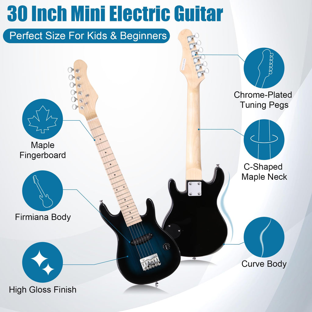 30" Blue Electric Guitar Beginner Kit with Amp and Bag C615387