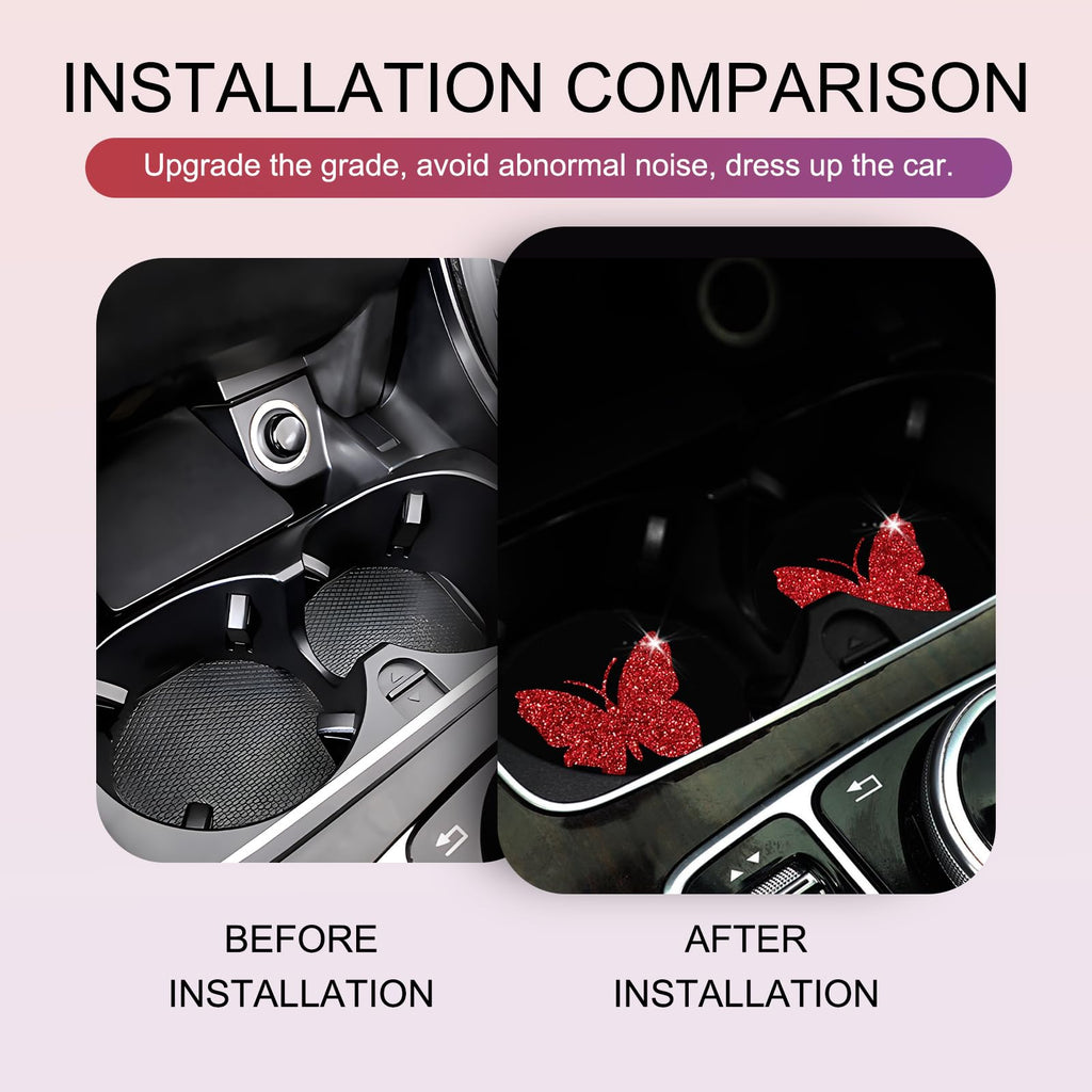 2 PCS Bling Rhinestone Non-Slip Car Coaster P917