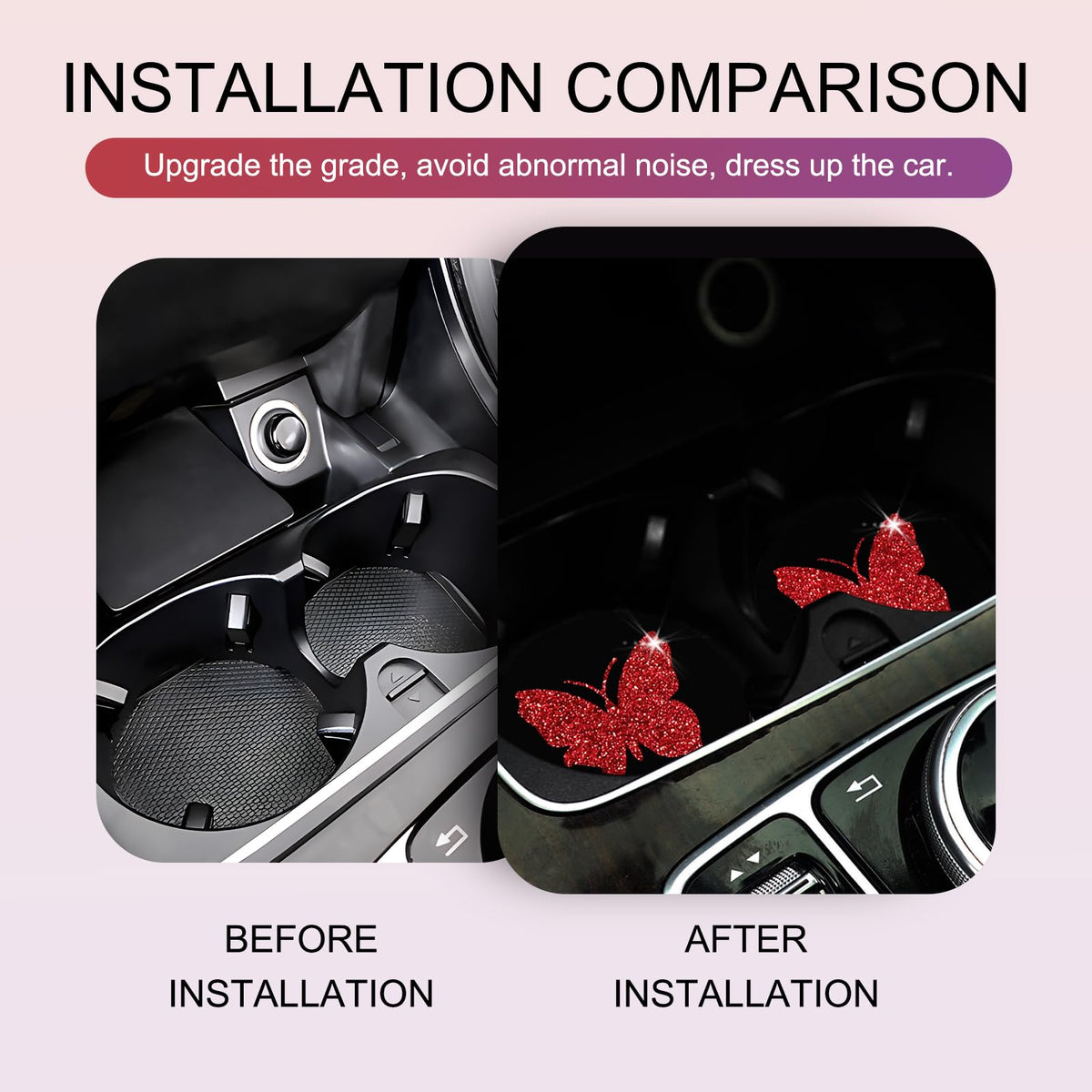 2 PCS Bling Rhinestone Non-Slip Car Coaster P917