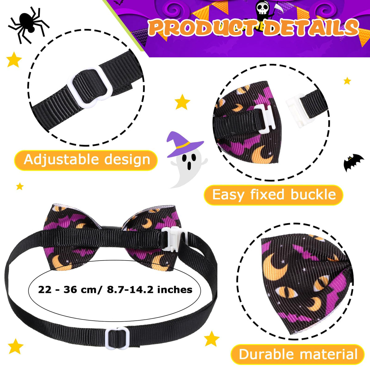 120 Pcs Dog Bow Tie Collar Set R763