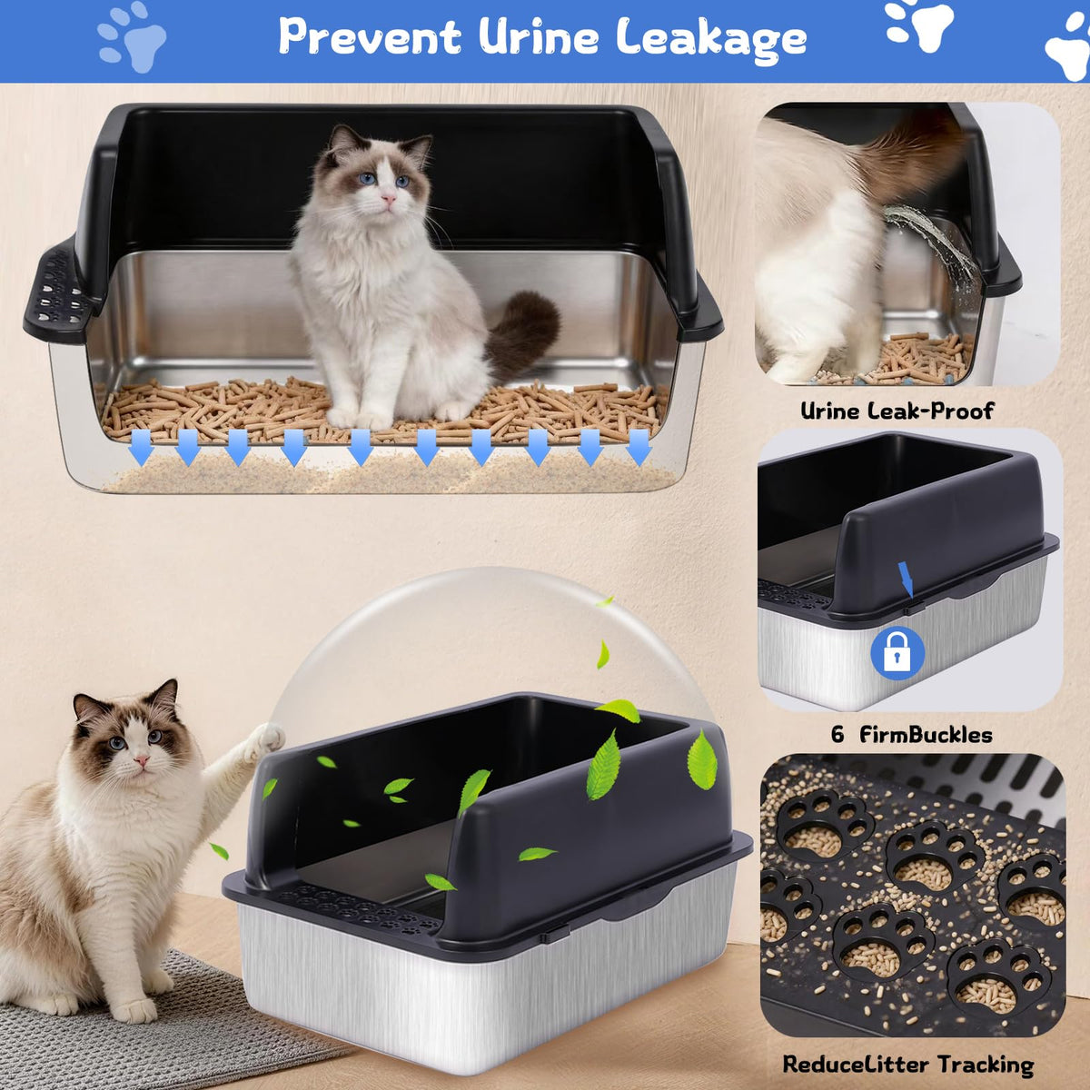 Stainless Steel Sifting Litter Box with Lid D626244