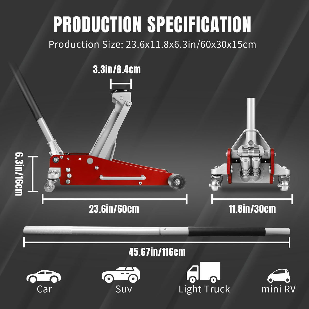 3 Ton Low Profile Aluminum and Steel Car Jack with Jack Stands, Red, 2 Pack D309