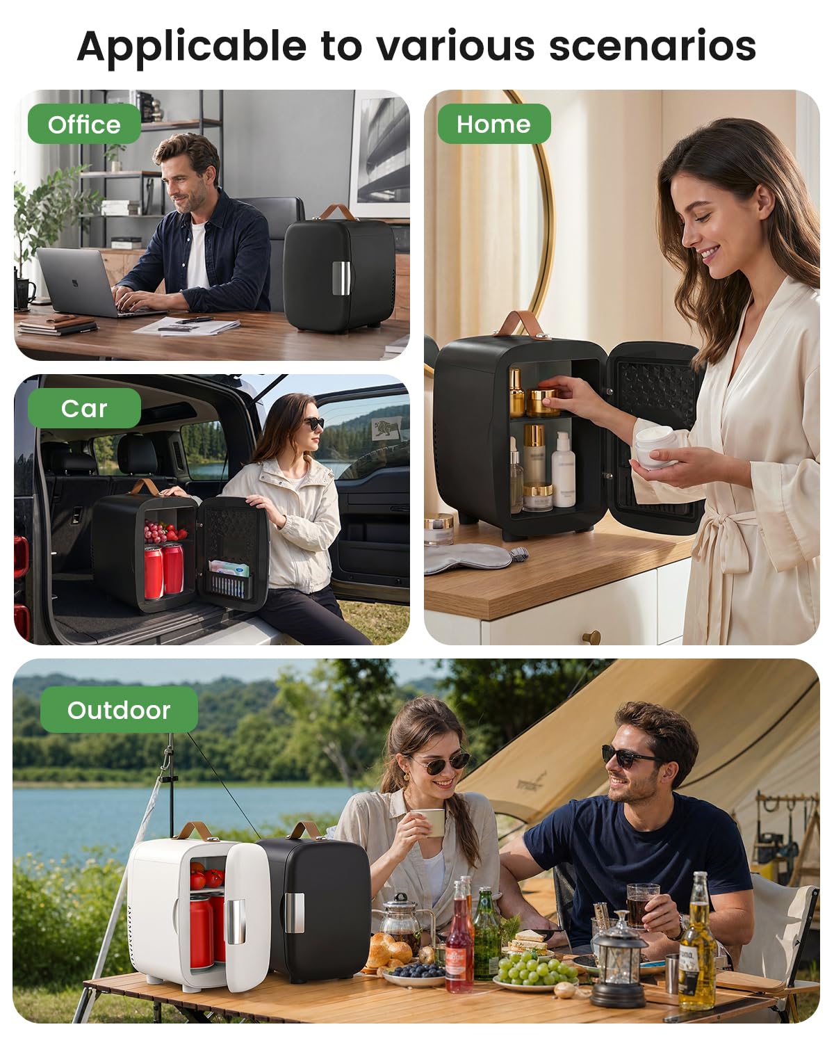 Portable Mini Fridge 4L 6 Can Black C660