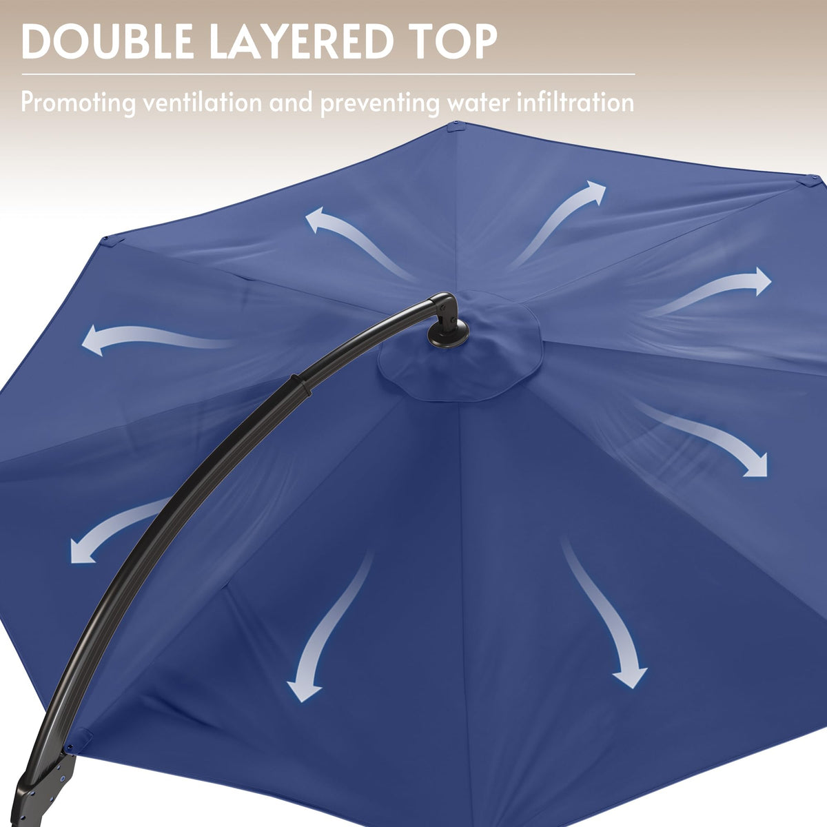 12FT Navy Blue Cantilever Patio Umbrella with Base R6089