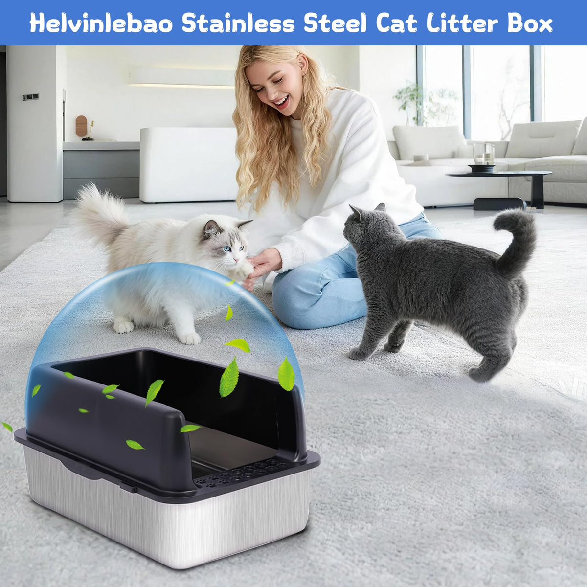 Stainless Steel Sifting Litter Box with Lid D626244