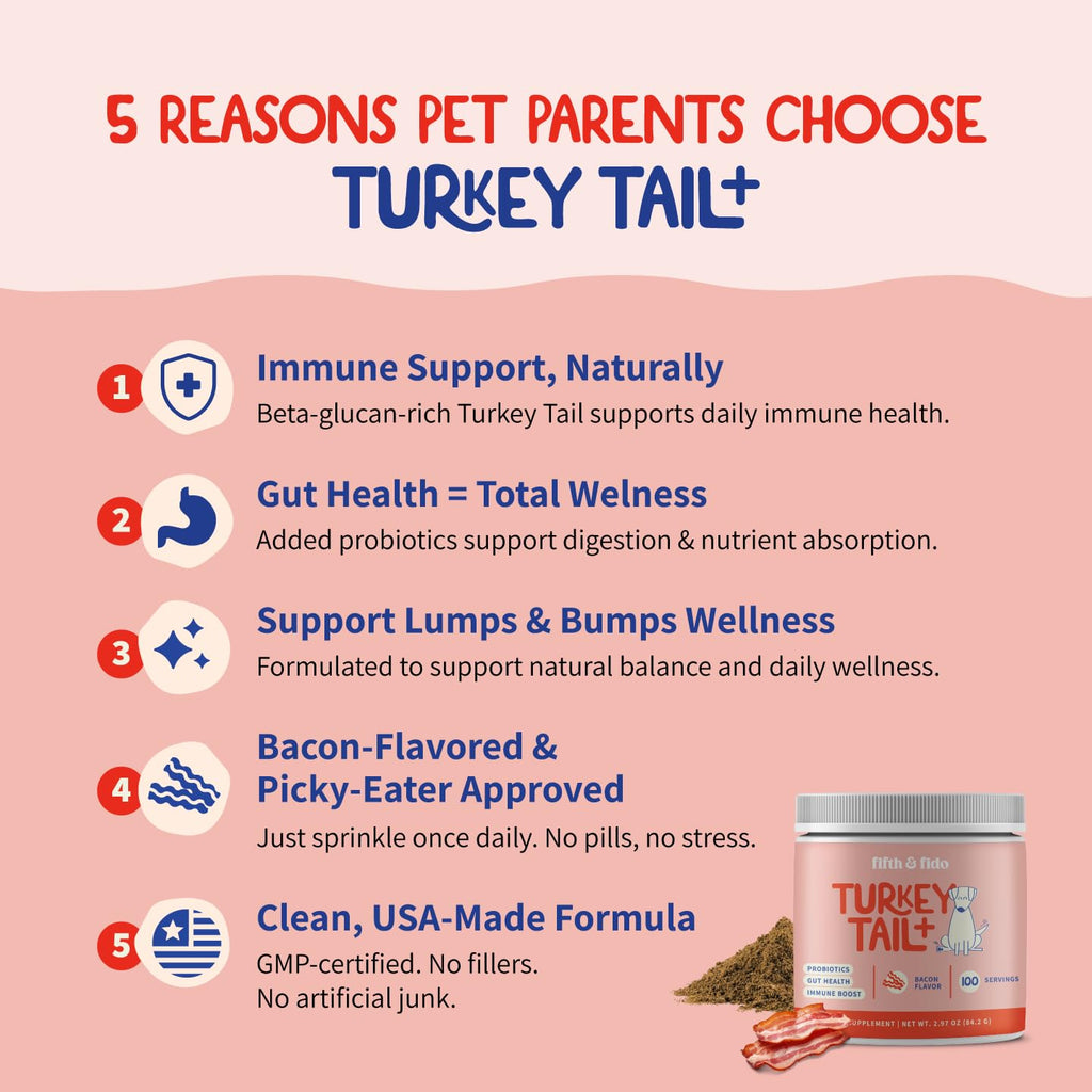 Turkey Tail Mushroom for Dogs Bacon Powder Probiotic T3781