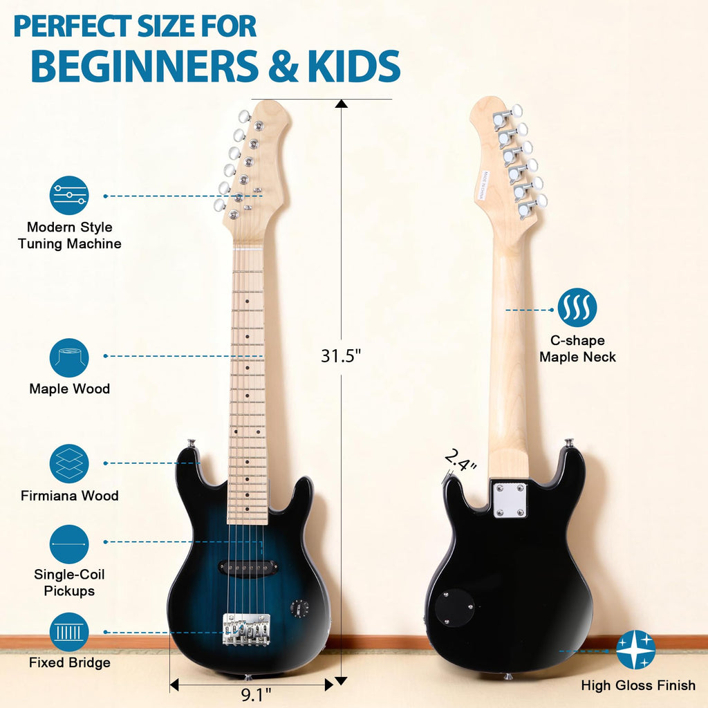 30" Blue Electric Guitar Beginner Kit with Amp and Bag C615387