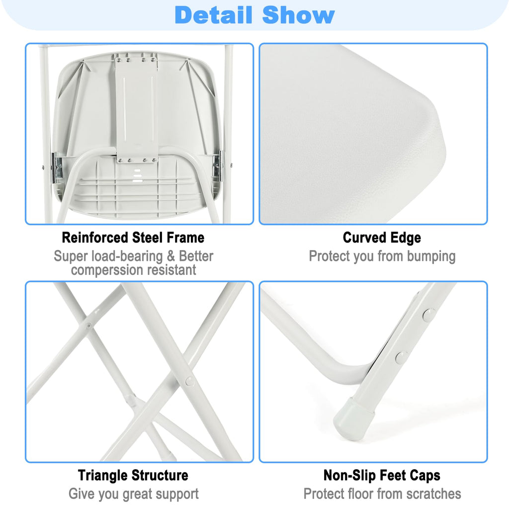 White Plastic Folding Chairs, 10 Pack J396178