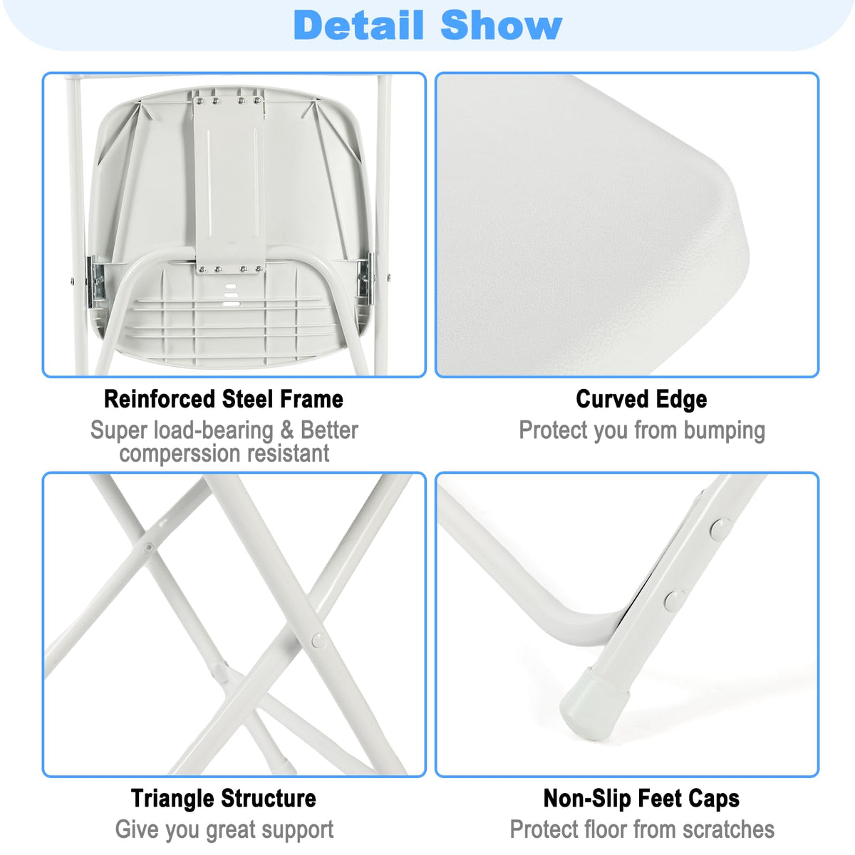 White Plastic Folding Chairs, 10 Pack J396178