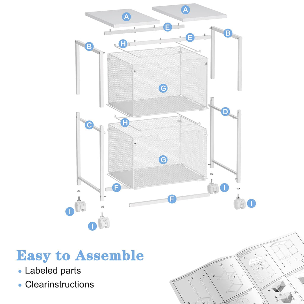 White 2 Drawer Rolling File Cabinet B45805