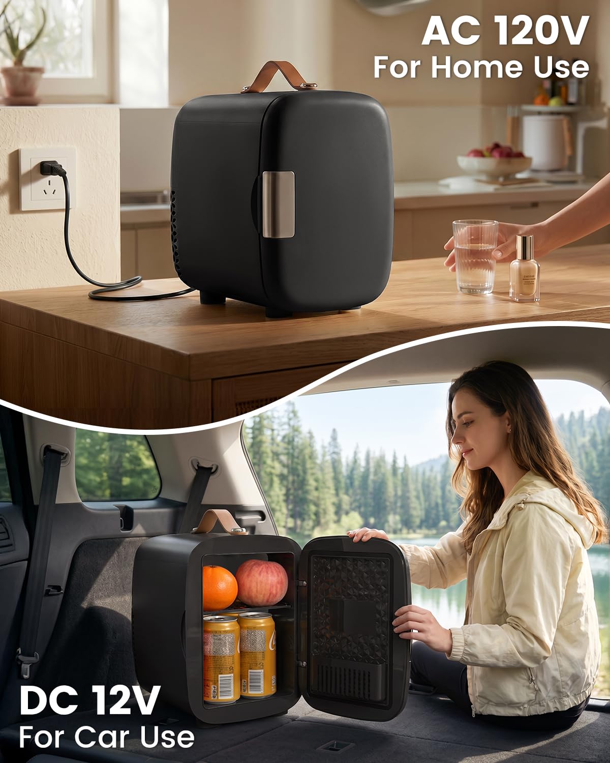 Portable Mini Fridge 4L 6 Can Black C660