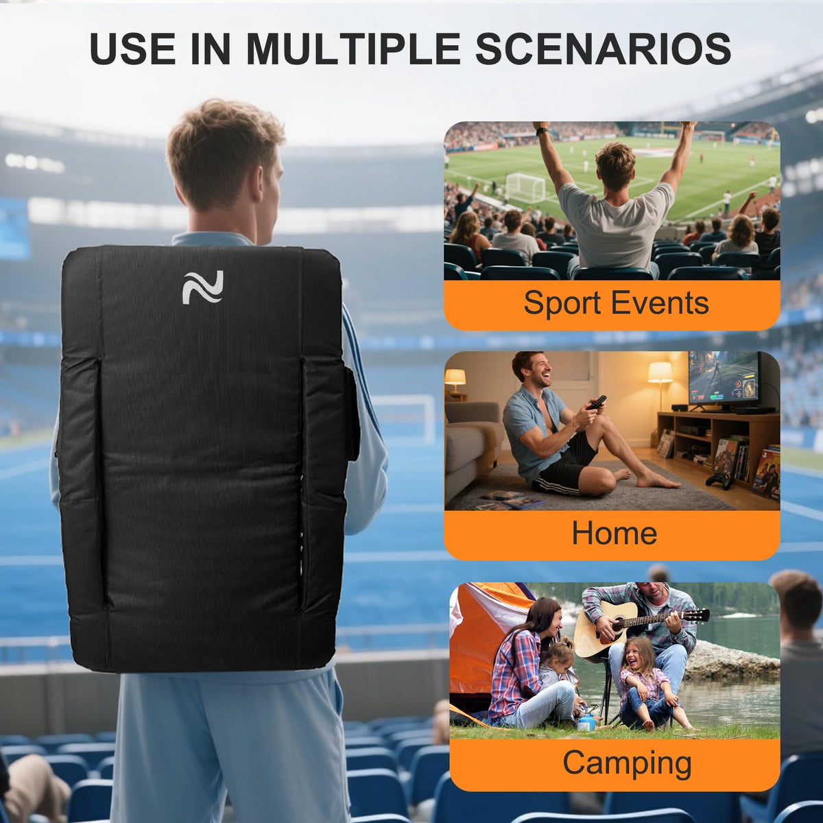 Wide Heated Stadium Seat with Back Support & Cushion O39299