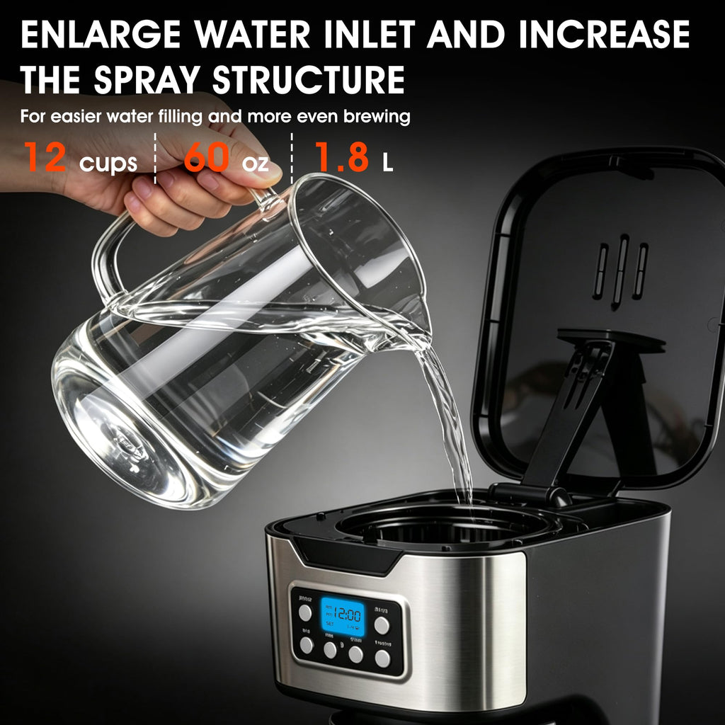 Black Stainless Steel Programmable Coffee Maker U370
