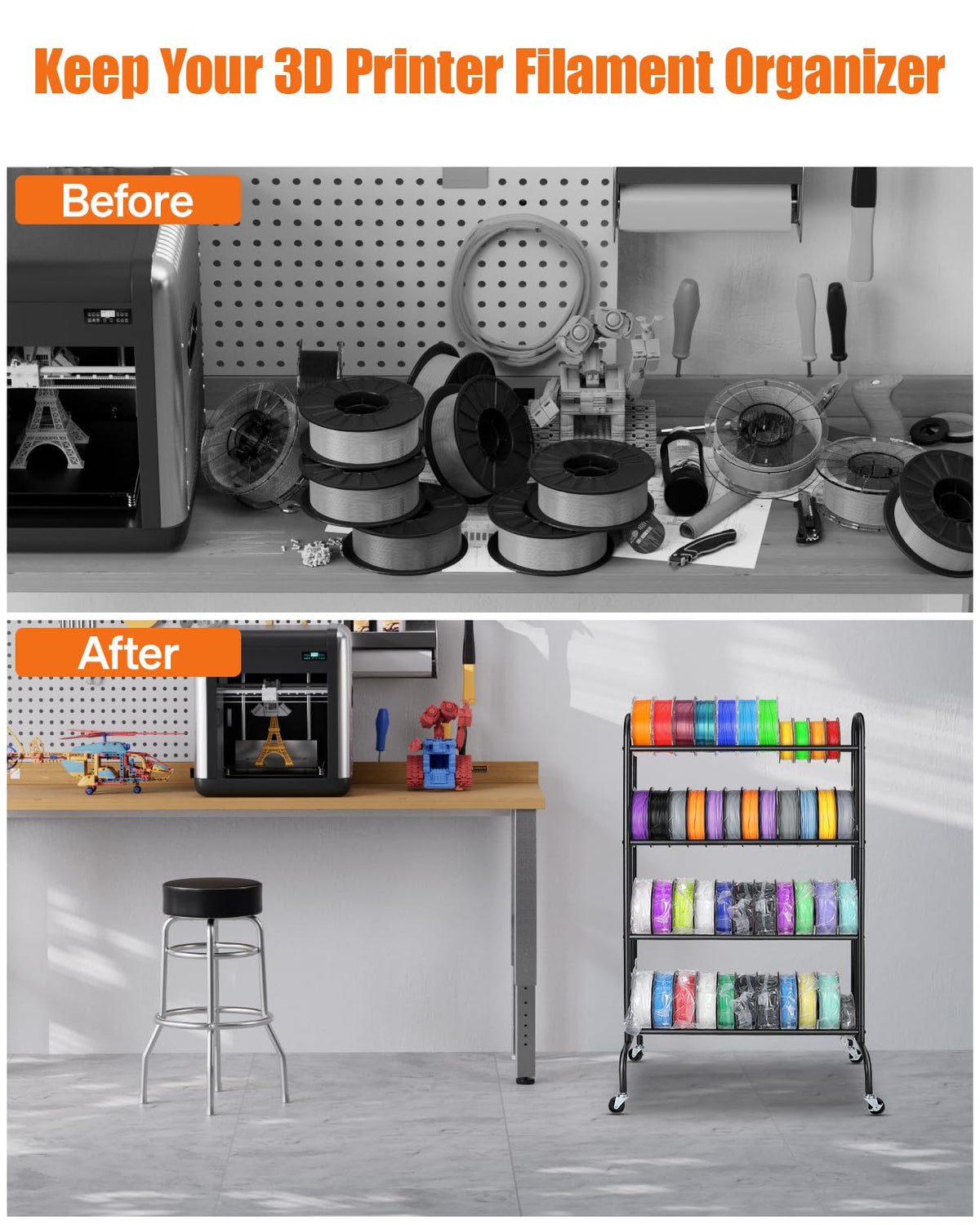 3D Printer Filament Storage Rack with Wheels A131984