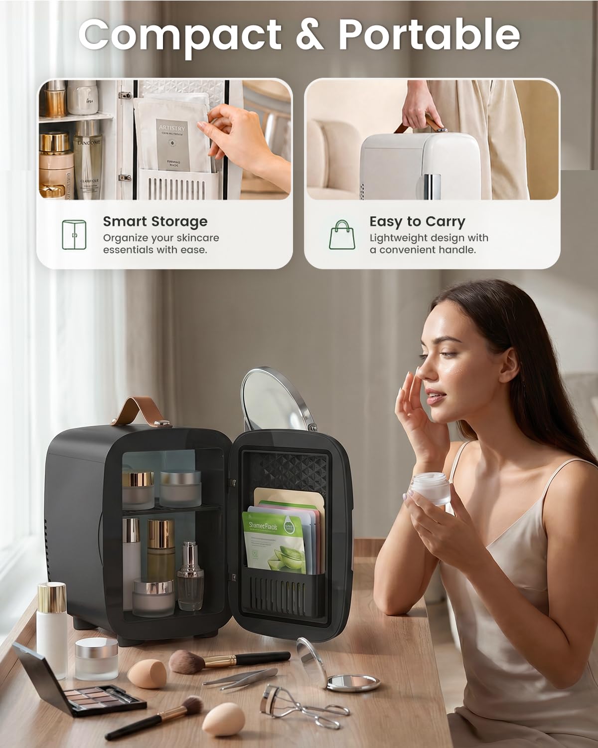 Portable Mini Fridge 4L 6 Can Black C660