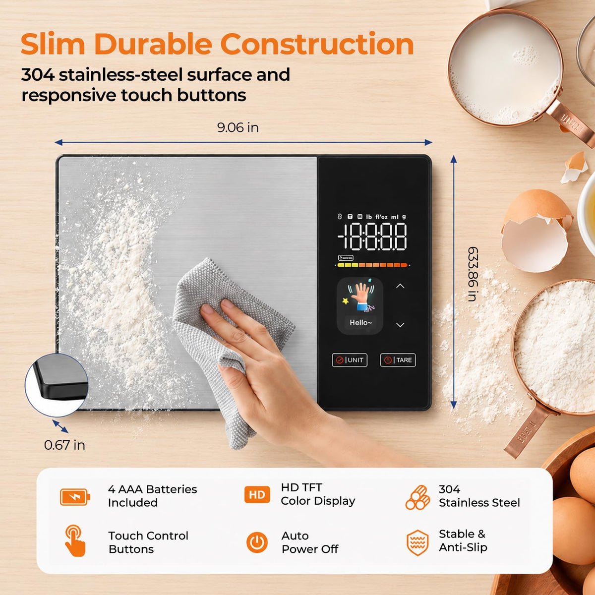 11lb Stainless Steel Digital Kitchen Scale D2258