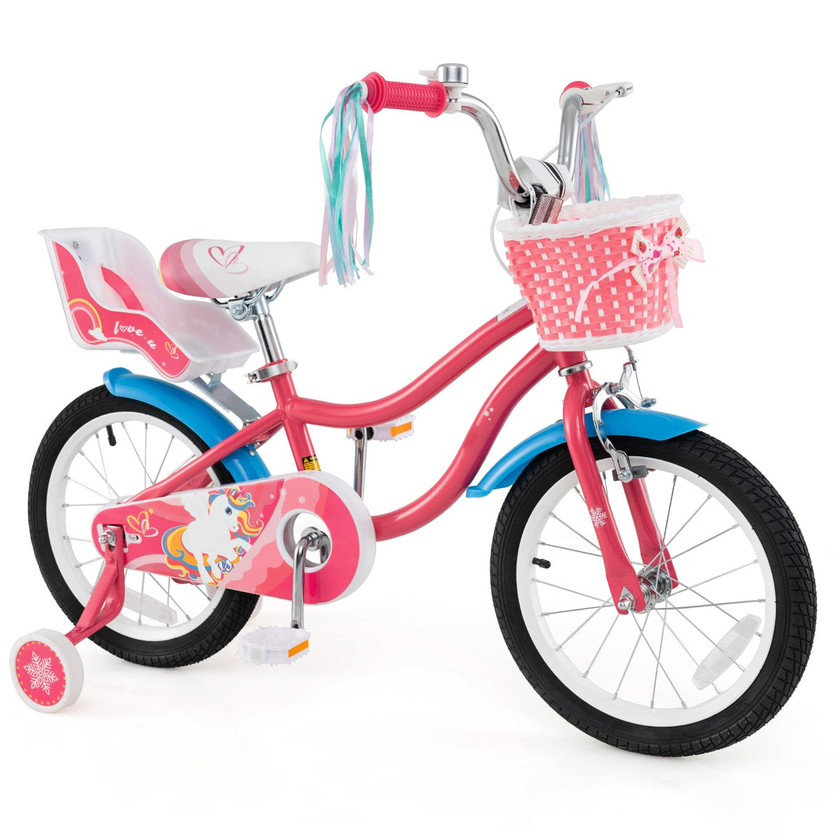 Girls Bike with Streamers & Doll-Seat Q293566