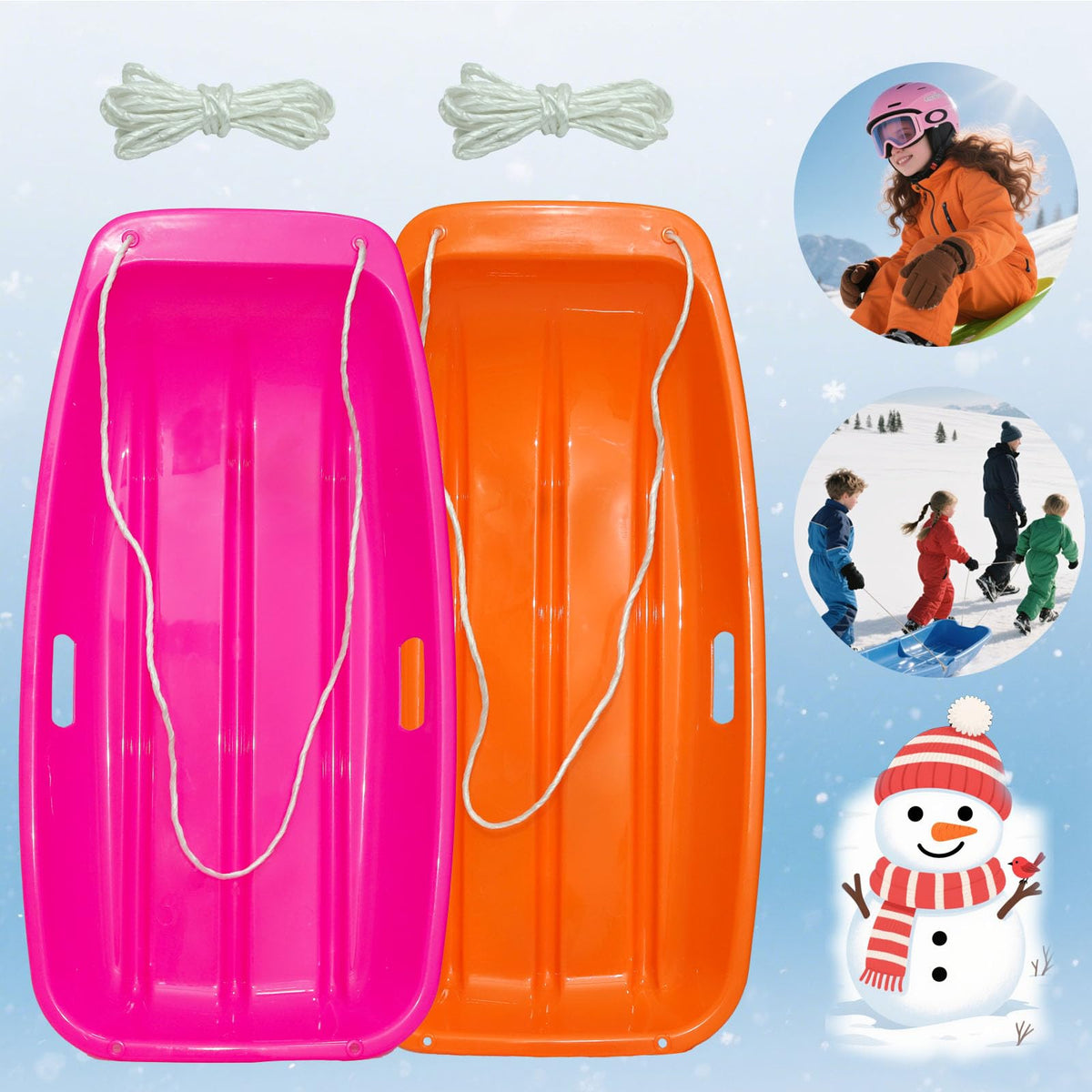 Snow Sled with Pull Rope & Handles 35 Inch F56944