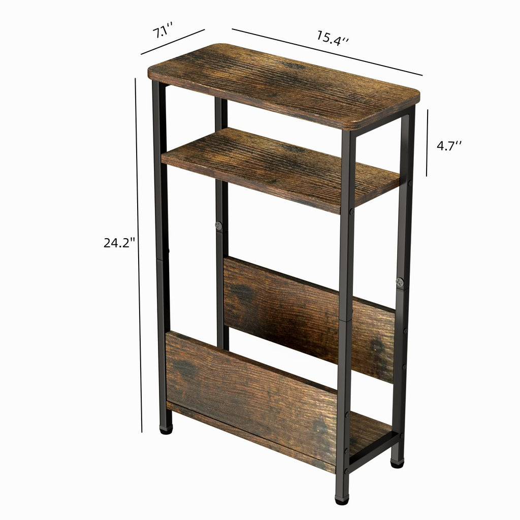 7.1" Narrow 3 Tier Side Table with Magazine Holder J123