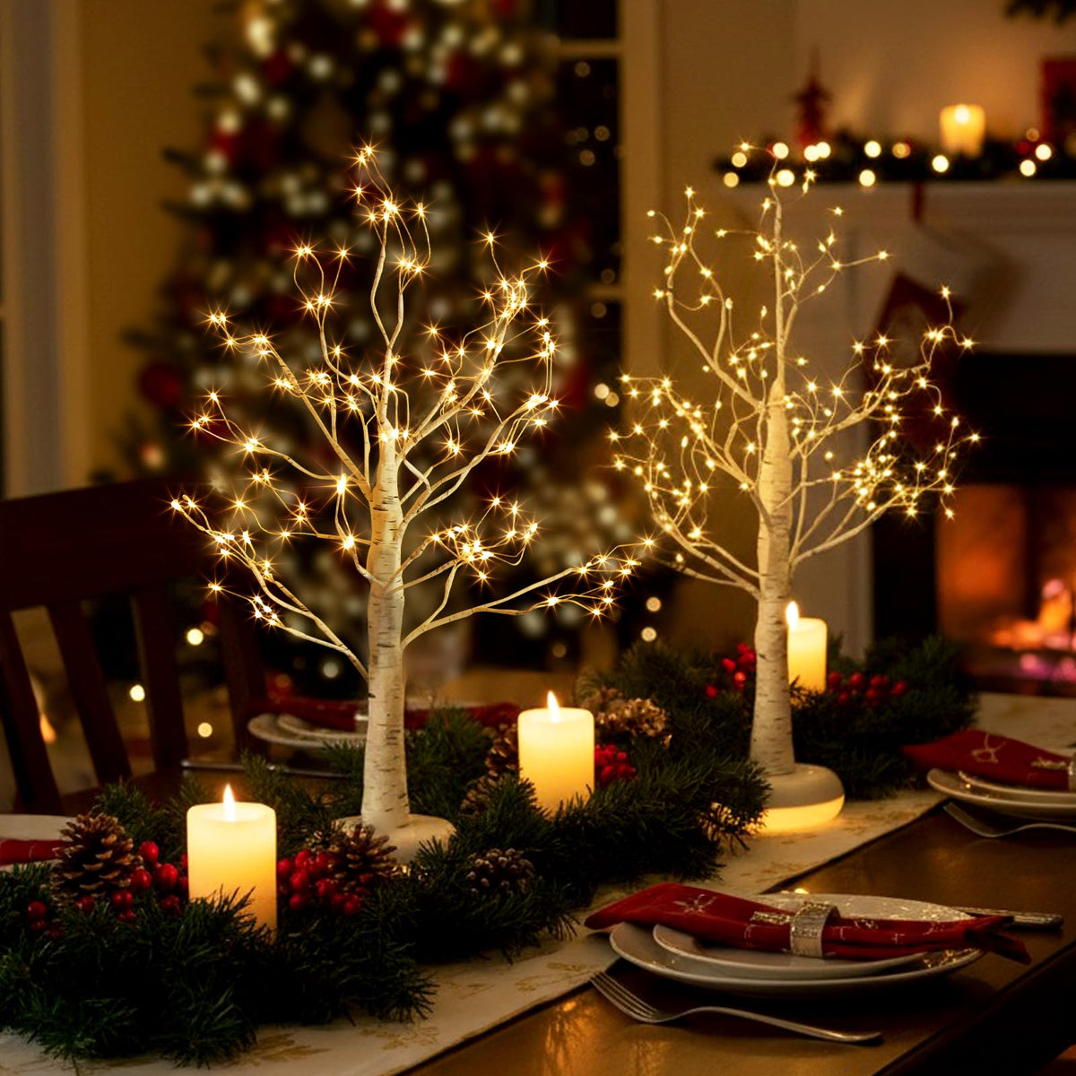Birch Tree with Lights B62211