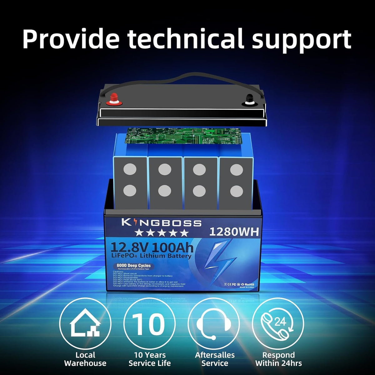 12V 100Ah LiFePO4 Lithium Battery with 100A Smart BMS H938038