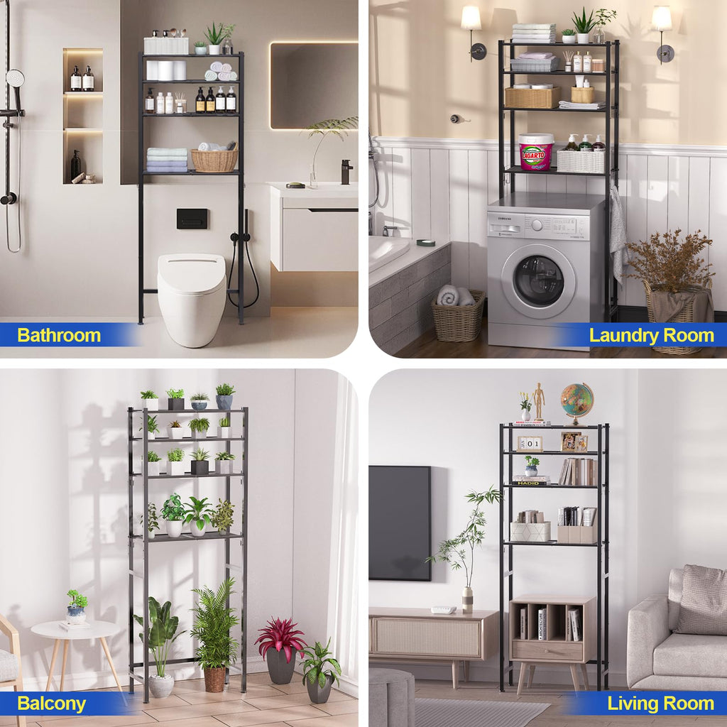 4 Tier Over The Toilet Storage Rack Black I16330
