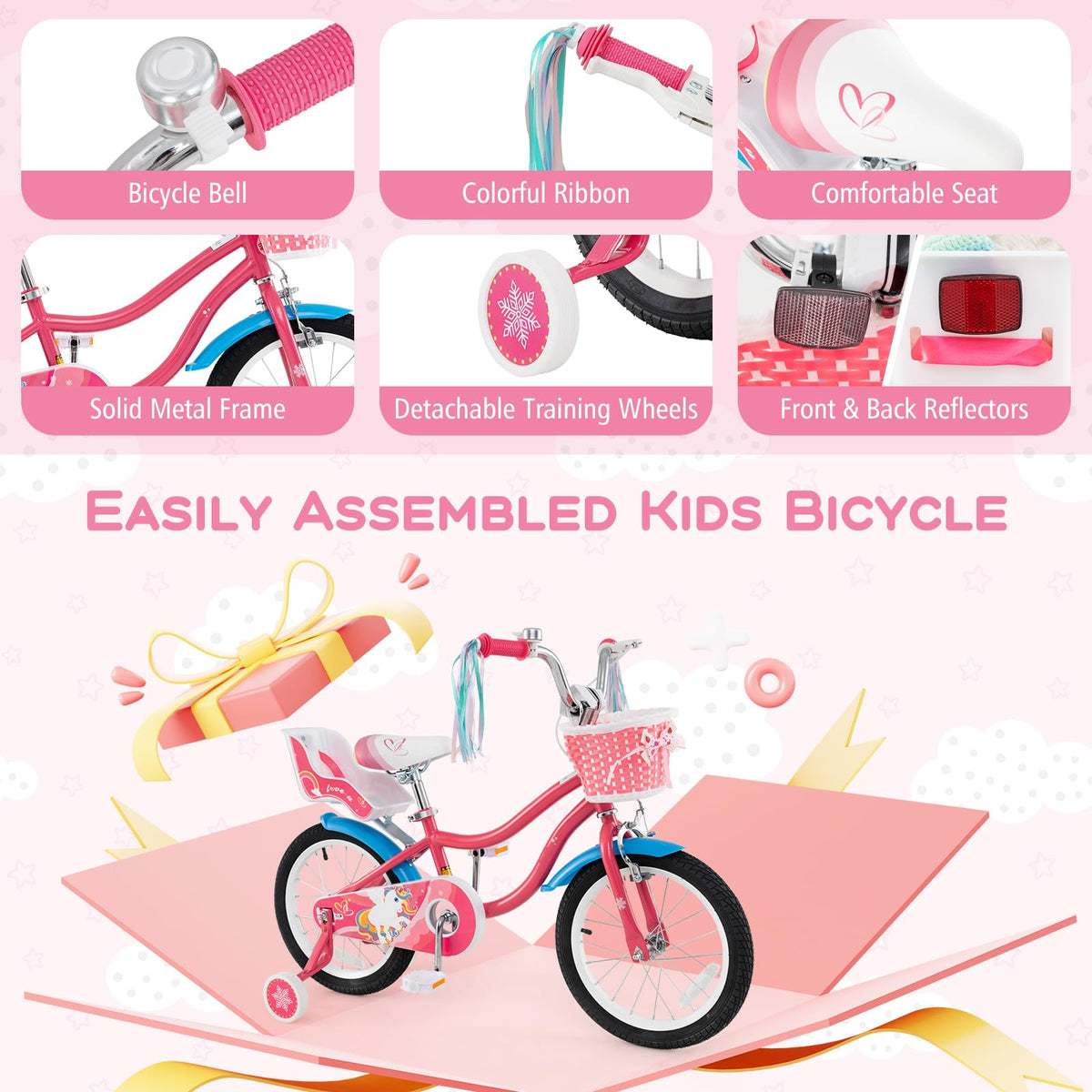 Girls Bike with Streamers & Doll-Seat Q293566