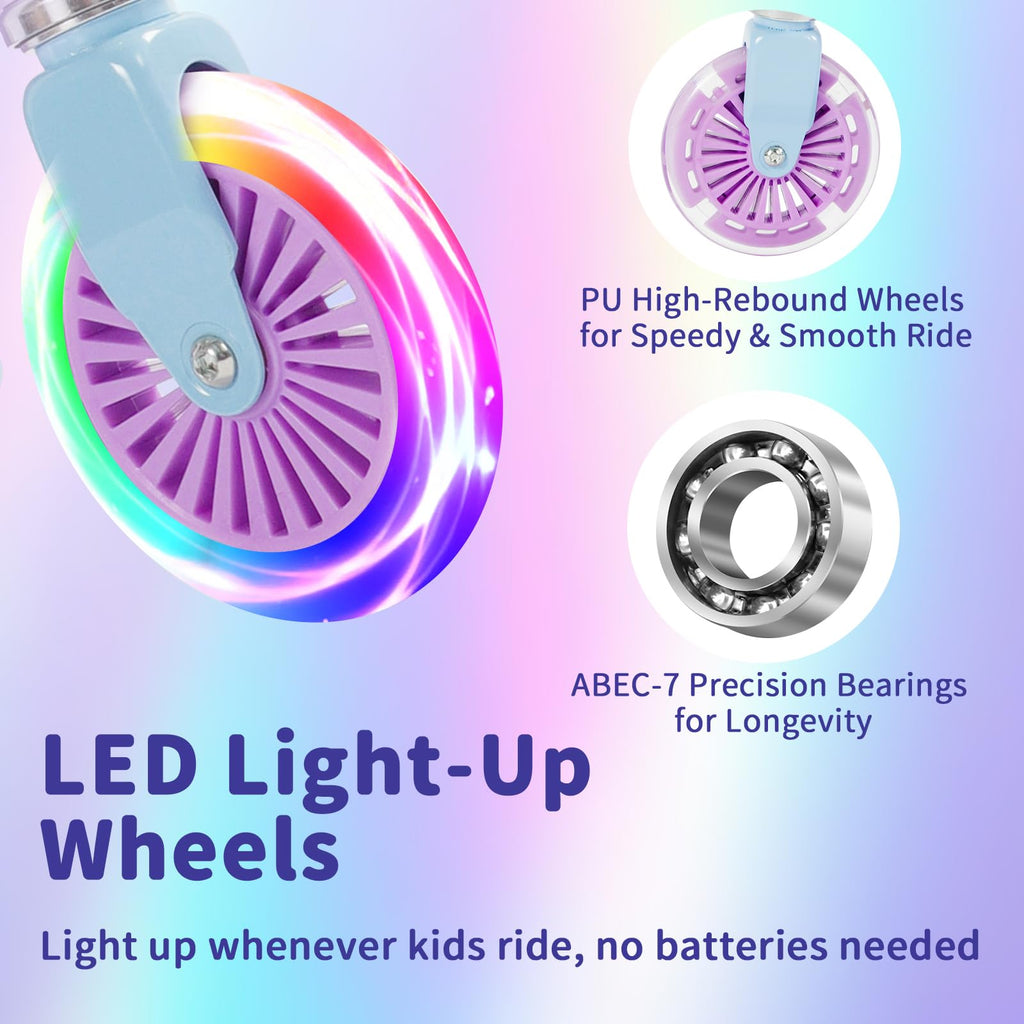 2 Wheel Folding Lightweight Kick Scooter with Light-Up Wheels V274056