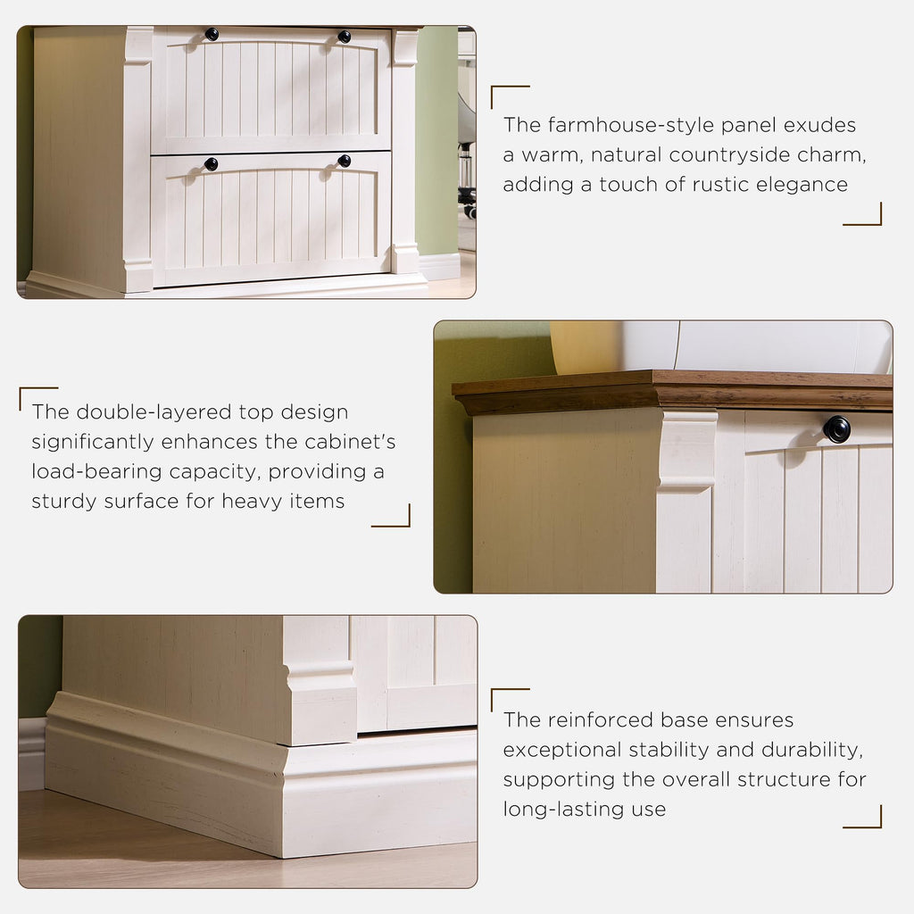 Antique White 2 Drawer File Cabinet S132998