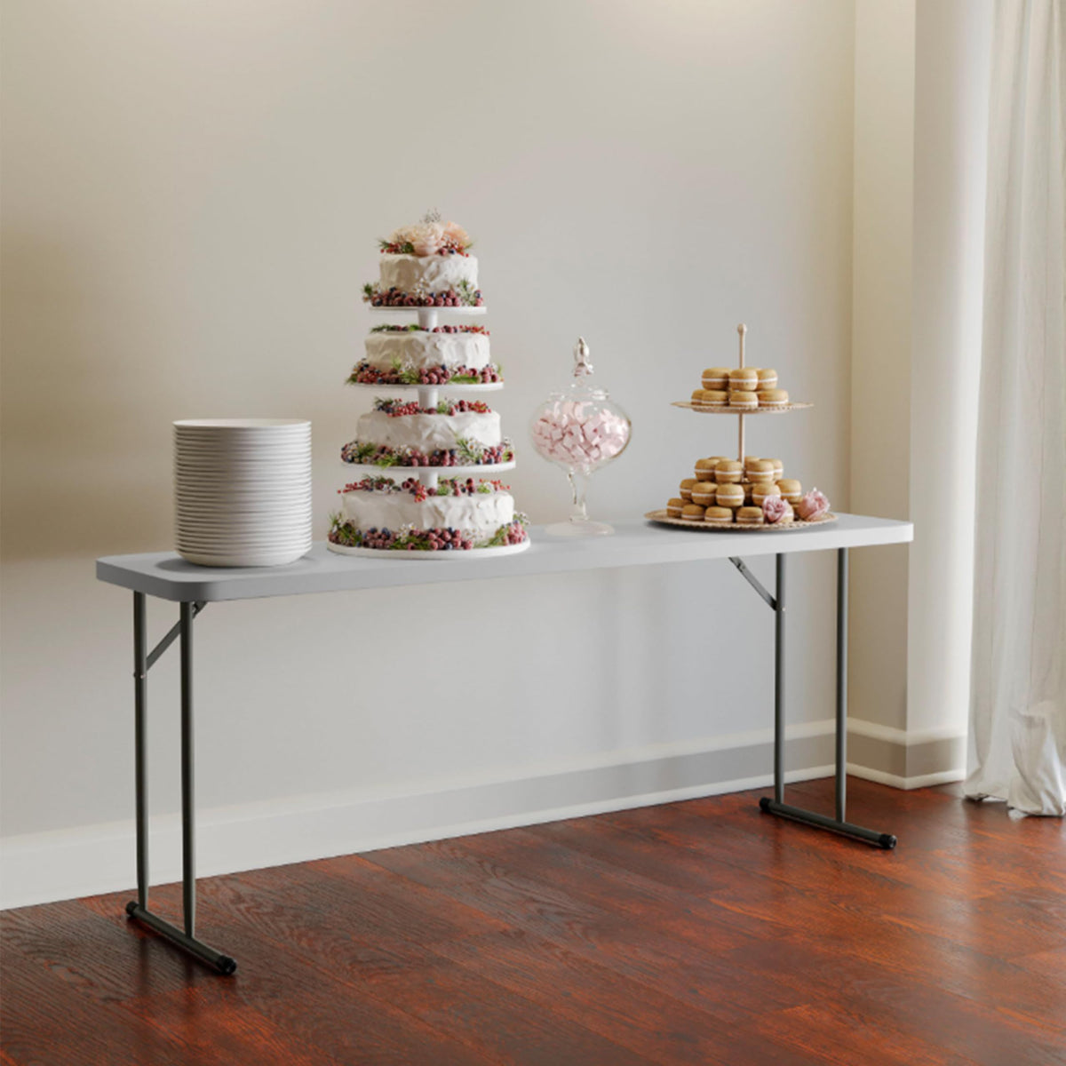 6-Foot Granite White Plastic Folding Training Table J22341