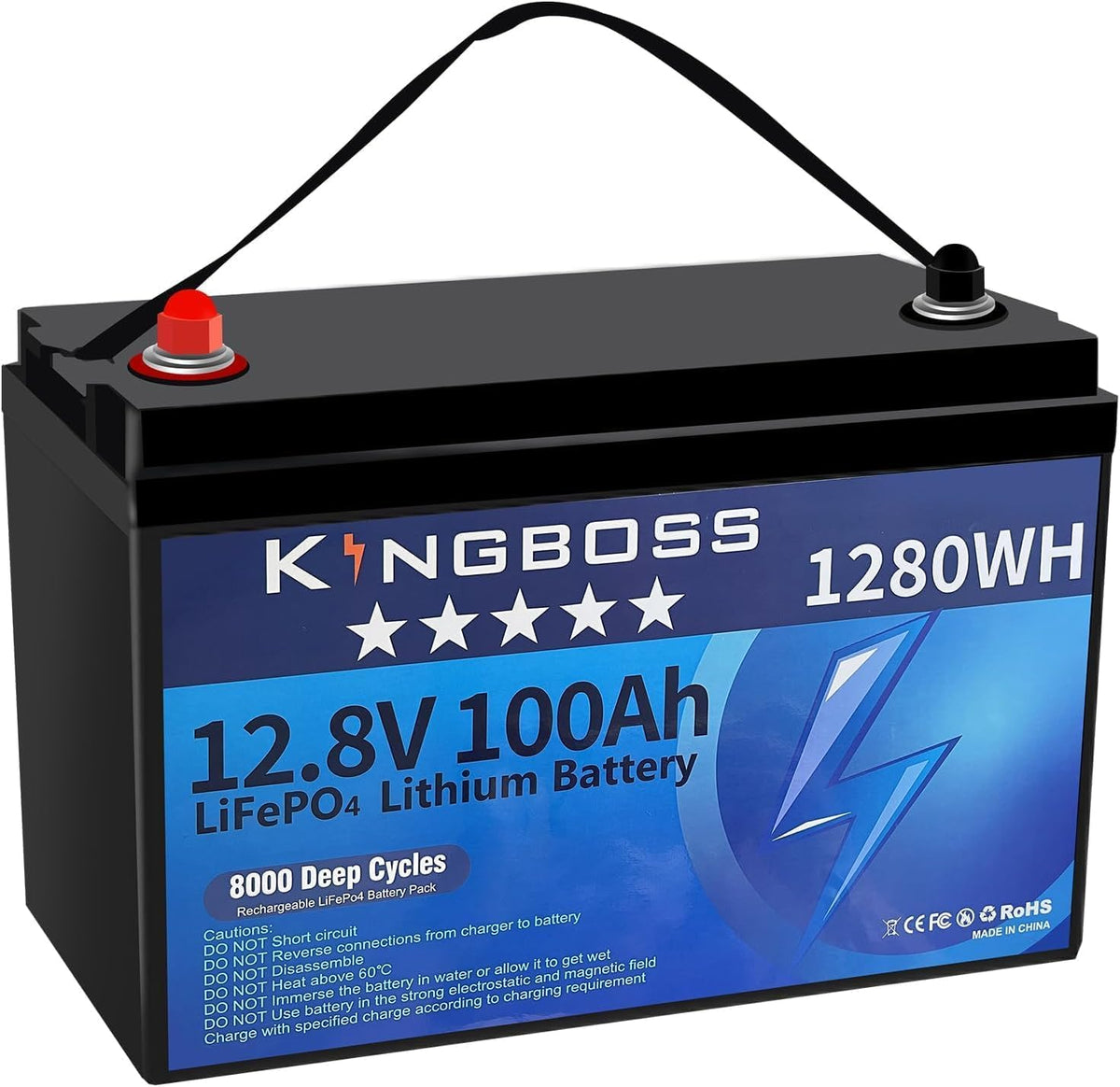 12V 100Ah LiFePO4 Lithium Battery with 100A Smart BMS H938038