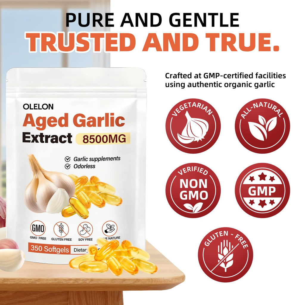 Aged Garlic Extract 350 Softgels Odorless Organic Garlic Supplement Q52452