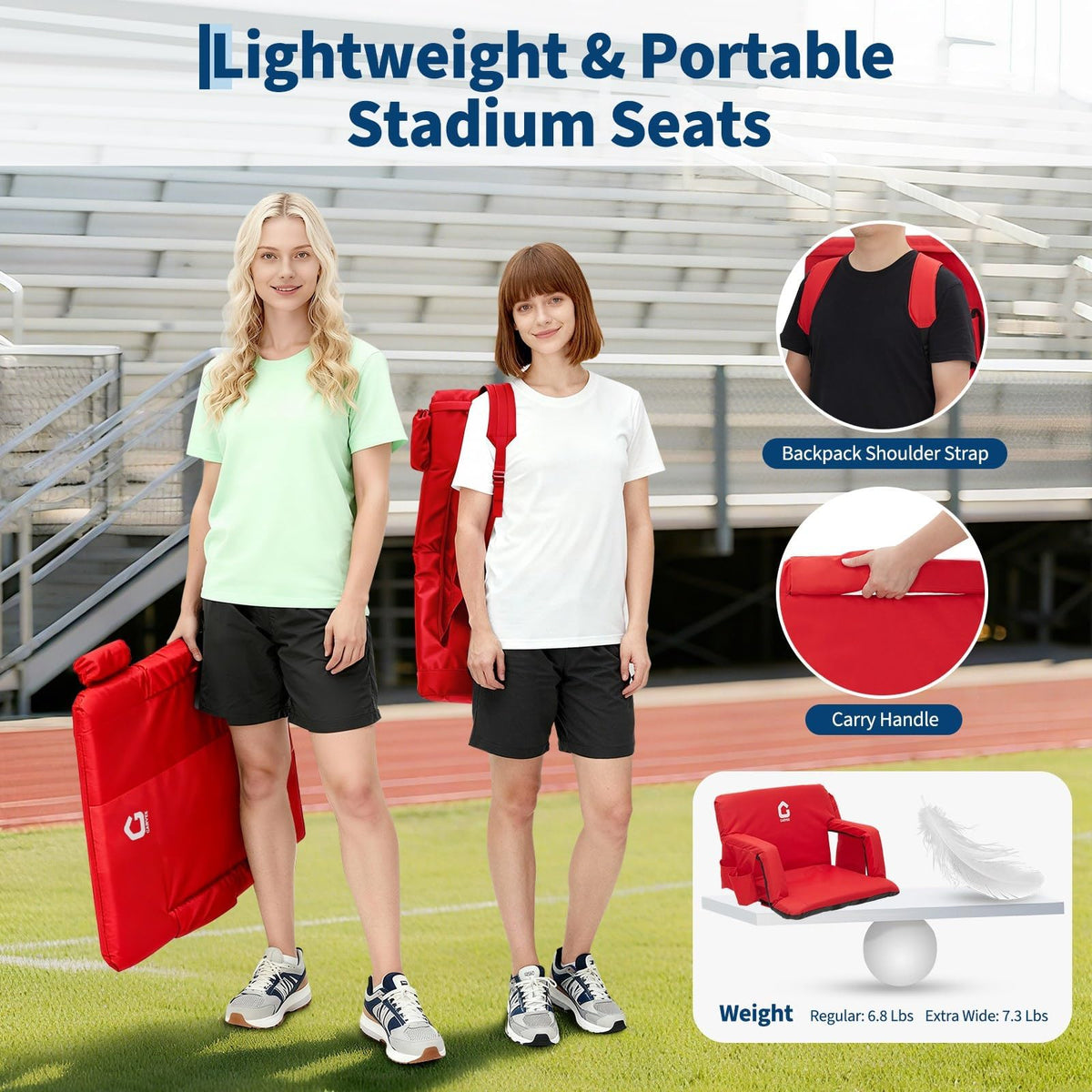 2 PCS Portable Folding Stadium Bleacher Chair L736065