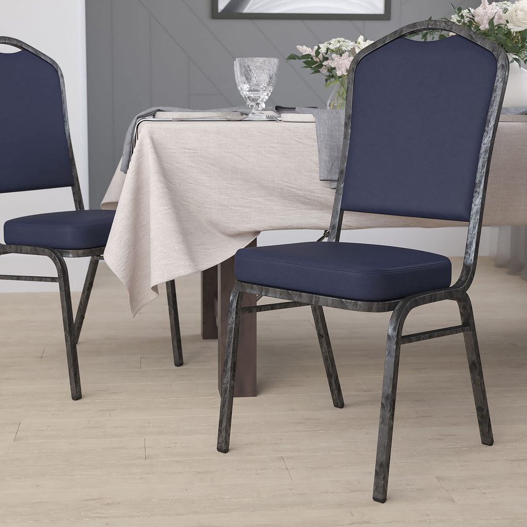 Silver Vinyl Stackable Banquet Chair Q135