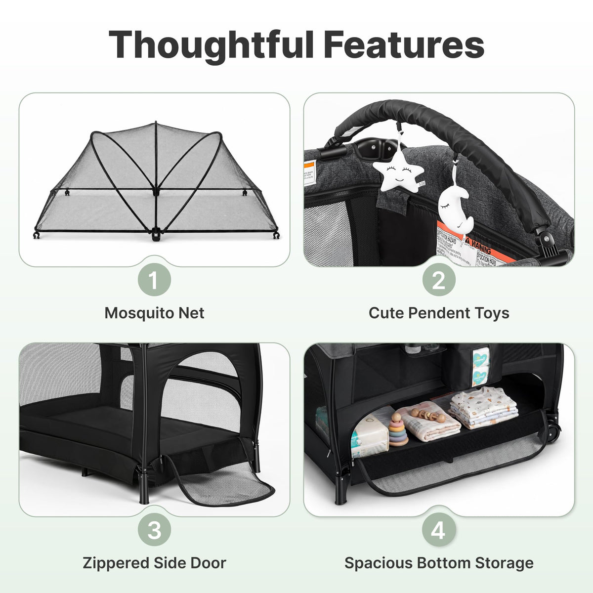 4-in-1 Pack and Play with Bassinet, Diaper Changer, Playpen P82965