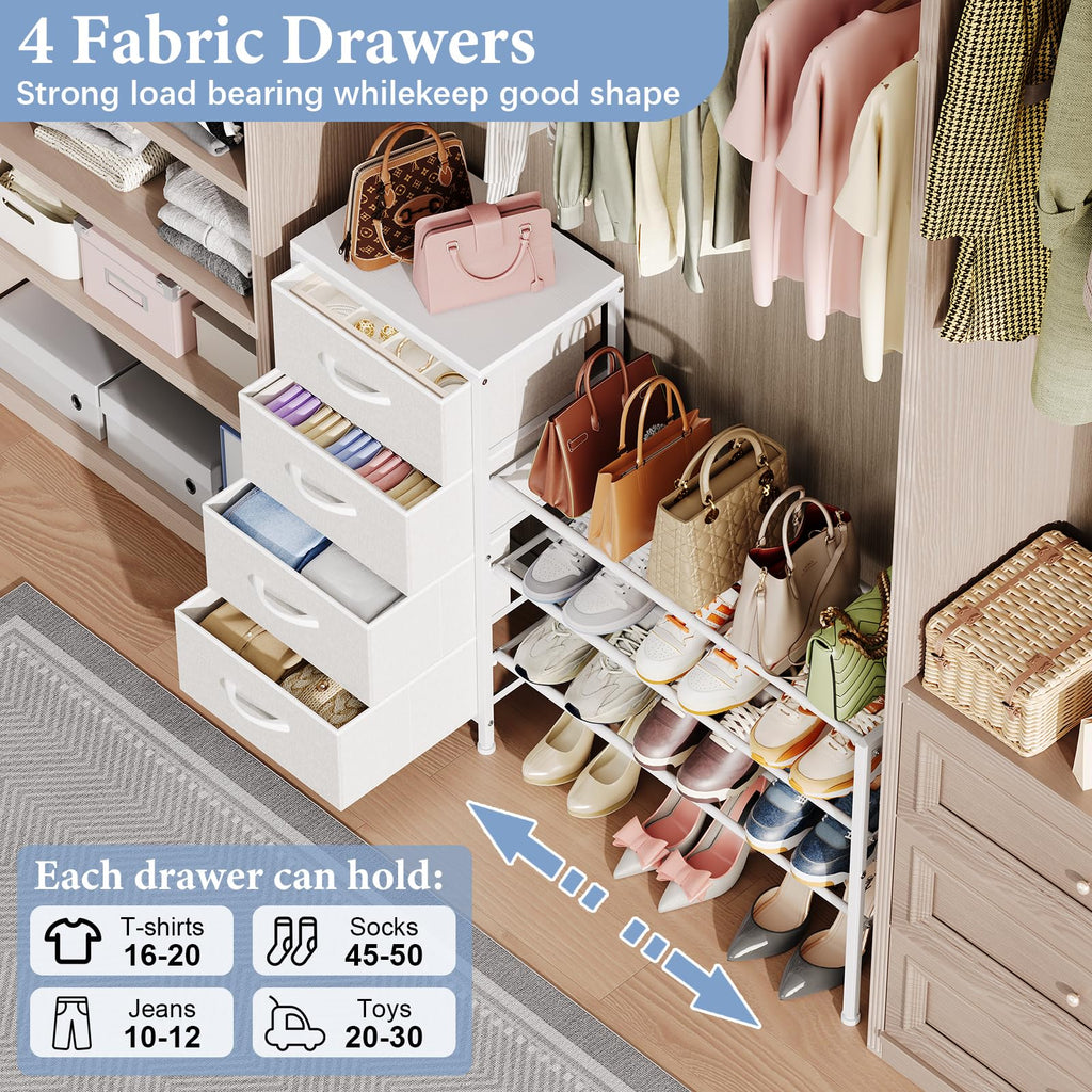 White 4 Drawer Fabric Dresser L671357