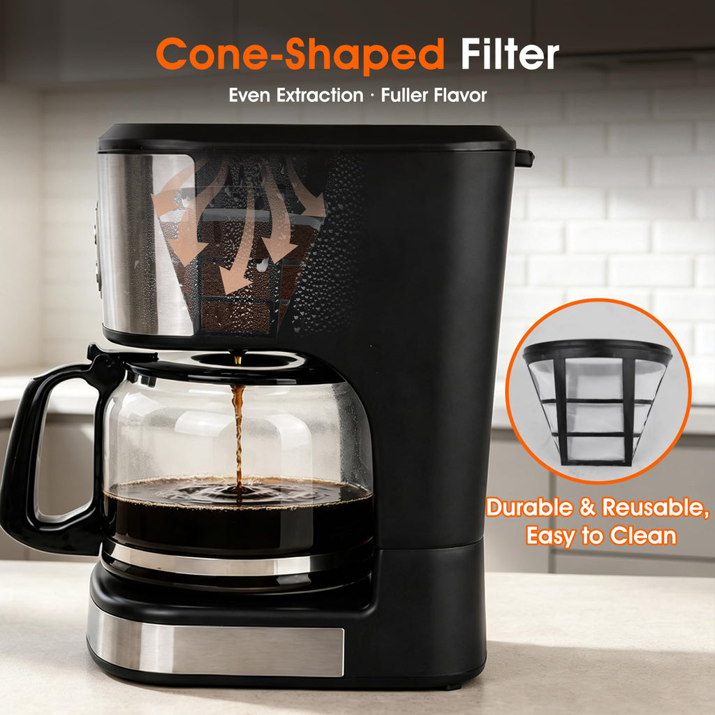 Black Stainless Steel Programmable Coffee Maker U370