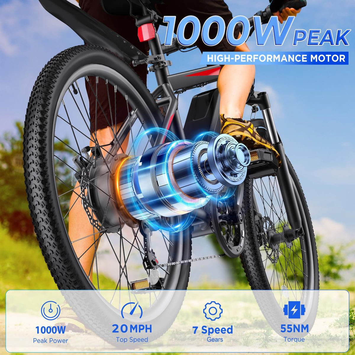 26" Electric Mountain Bike with 1000W Peak Motor X632665