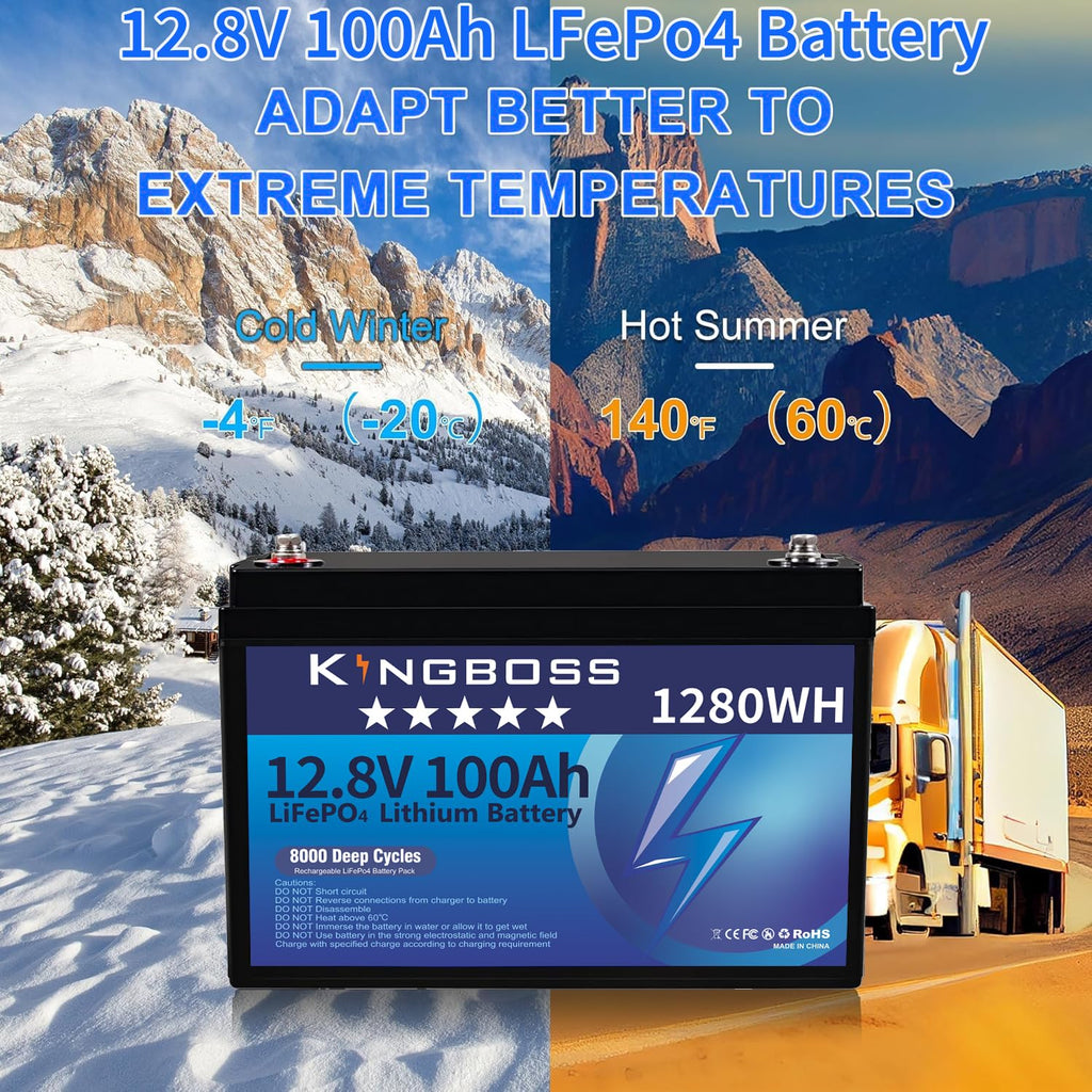 12V 100Ah LiFePO4 Lithium Battery with 100A Smart BMS H938038