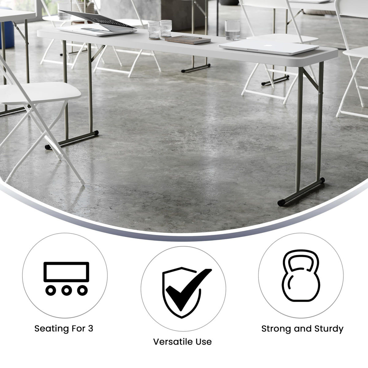 6-Foot Granite White Plastic Folding Training Table J22341