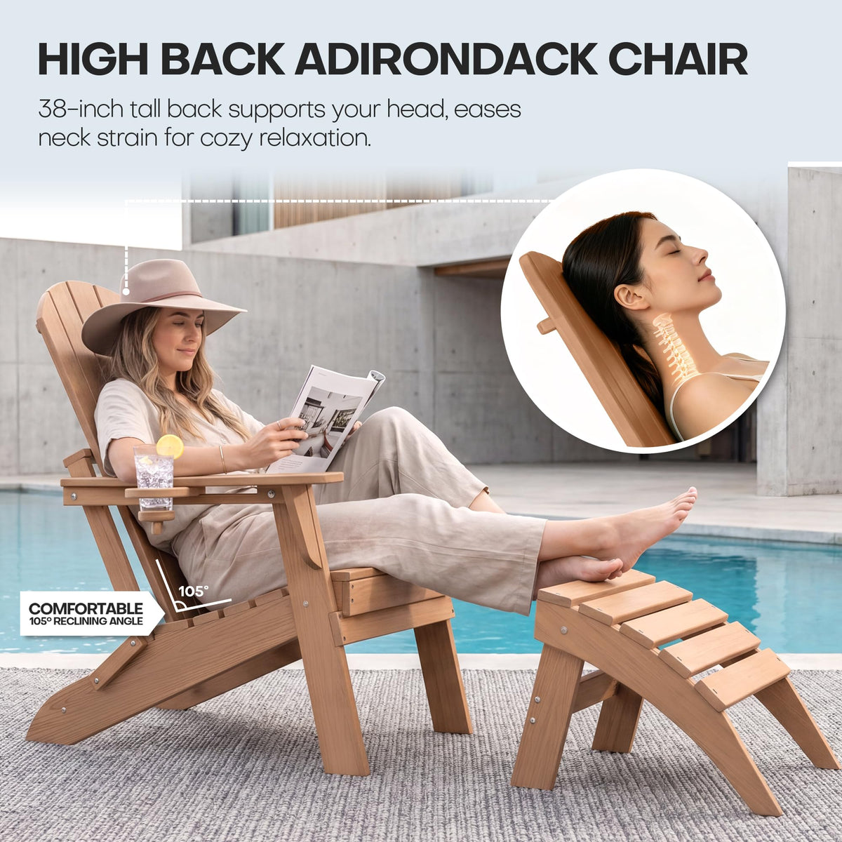 Adirondack Chair Set of 2 with Cup Holders & Table L2422