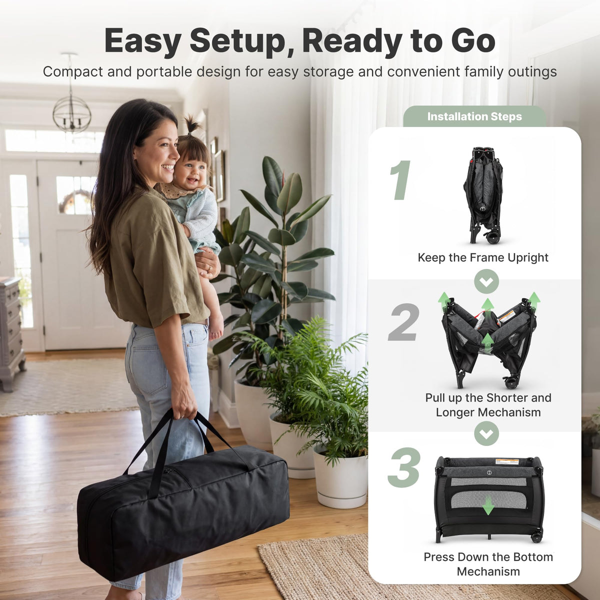 4-in-1 Pack and Play with Bassinet, Diaper Changer, Playpen P82965